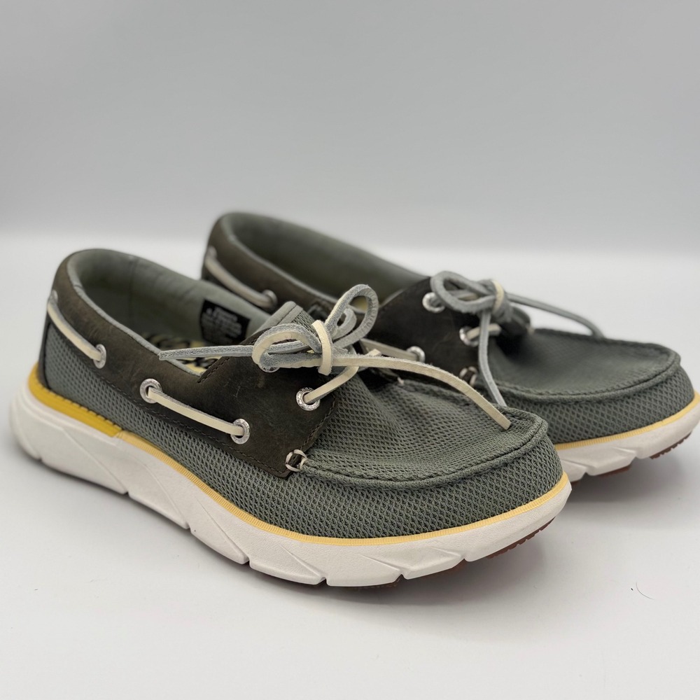 L.L. Bean Summer Boat Shoes Womens 6.5 Green Mesh Suede Hybrid Loafers comfort